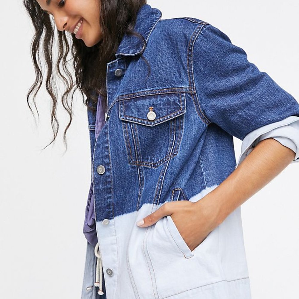 Anthropologie Evanna Dip-Dyed Denim Trucker Jacket